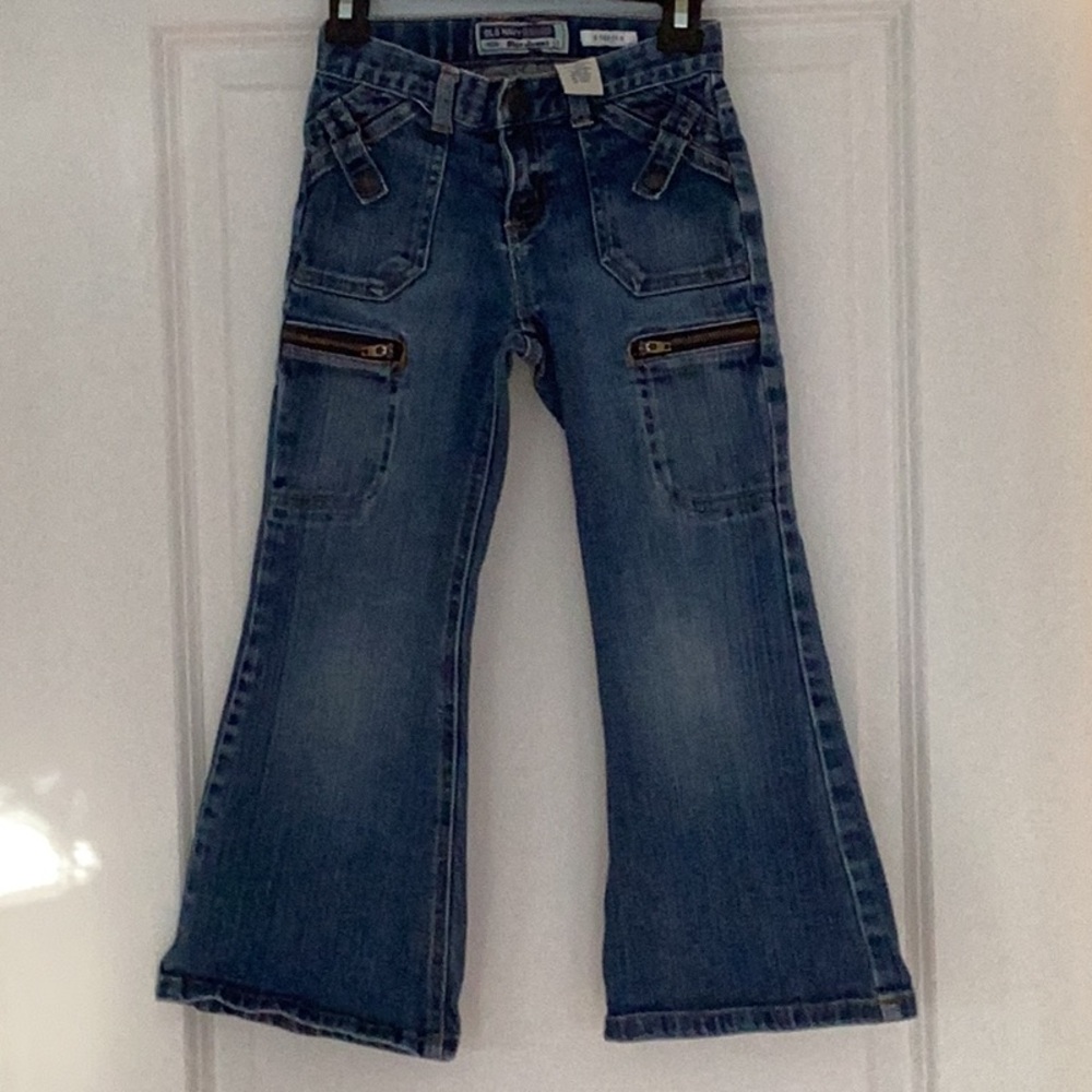 Old Navy Blue Denim Cargo Jeans - Picture 3 of 5